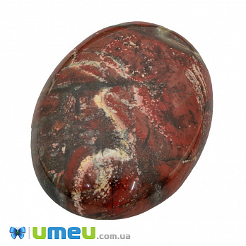 Кабошон нат. камінь Яшма брекчієва, Овал, 40,1 х30,2 мм (KAB-050036)