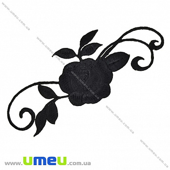Термоаппликация Роза черная, 14,5х5,5 см, 1 шт (APL-029981)