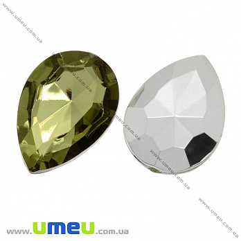 Ріволі пластиковий, Крапля гранована, 18х13 мм, Оливковий (KAB-005236)