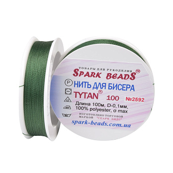 Нить для бисера Титан 100, Зеленая т. №2592, 100 м (MUL-010627)