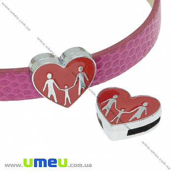 [Архів] Намистина під ремінець Серце, 14х13 мм, Темне срібло (BUS-036255)