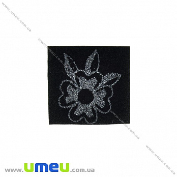 Аппликация для термопереноса флок Цветок, 3,5х3 см, Черная, 1 шт (APL-030033)