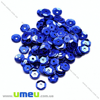 Пайетки Китай круглые граненые, 5 мм, Синие, 5 г (PAI-013167)