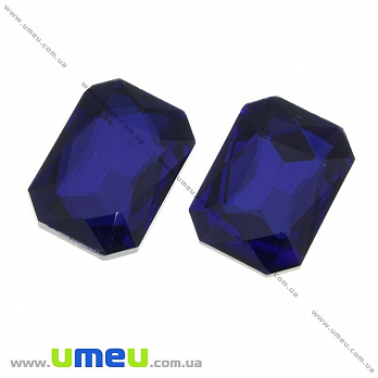 Ріволі скляний, Прямокутний гранований, 14х10 мм, Синій темний (KAB-021986)