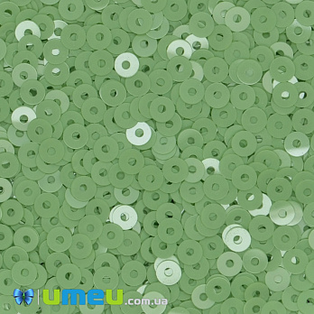 Пайетки Италия круглые плоские, 3 мм, Салатовые №7664 Verde Chiaro Opaline, 3 г (PAI-039154)