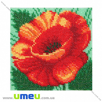 Схема для виш. бісером VDV, Червоний мак Т-350, 12х12 см (SXM-029243)