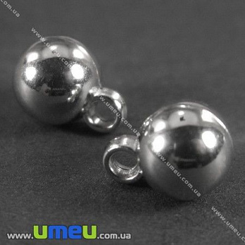 [Архів] Підвіска пластикова Кругла, Срібло, 10х8х8 мм (POD-001940)