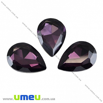 Ріволі скляний, Крапля гранована, 25х18 мм, Фіолетовий (KAB-003693)