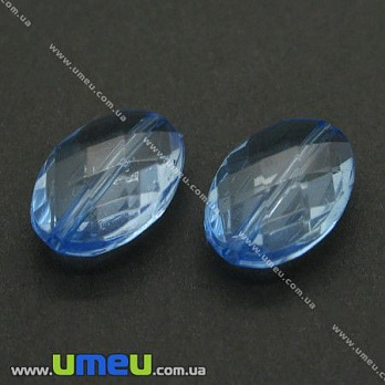 [Архів] Намистина акрилова Овал гранований, 19х13 мм, Синя (BUS-003645)