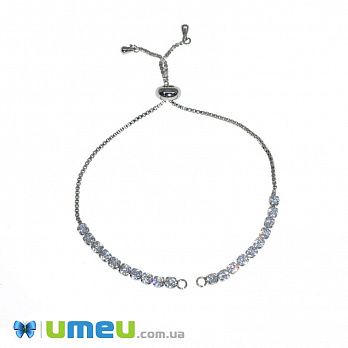 Застібка для браслета зі стоппером зі стразами цирконію, 12 см, Темне срібло (STL-047278) Застібка для браслета зі стоппером зі стразами цирконію, 12 см, Темне срібло (STL-047278)