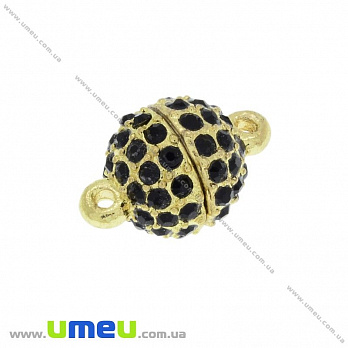 [Архів] Замок магнітний зі стразами, 16х10 мм, Золото, Чорні (ZAM-025865)