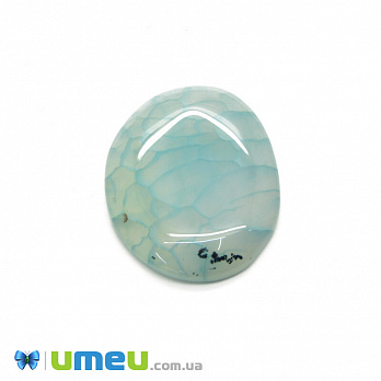 Кабошон нат. камінь Агат Кракле блакитний (2 сорт), Овал, 34х27 мм (KAB-042030)