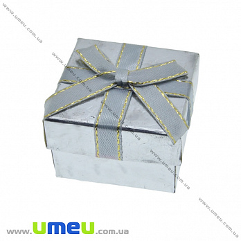 Подарочная коробочка Квадратная под кольцо, 5х5х3,5 см, Серебристая, 1 шт (UPK-035942)