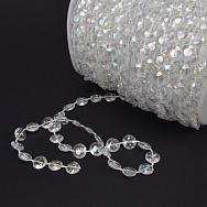 Намистини на нитці акрилові, Круглі плоскі, 10 мм, Прозорі АВ (KAB-060986)