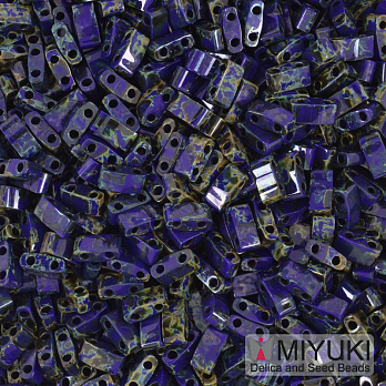 Бісер японський Miyuki HALF TILA №4518, 5х2,3 мм, Синій Пікассо (BIS-053254)