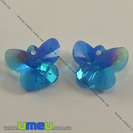 Підвіска скляна Метелик, Блакитна, 15х12х8 мм (POD-001300)