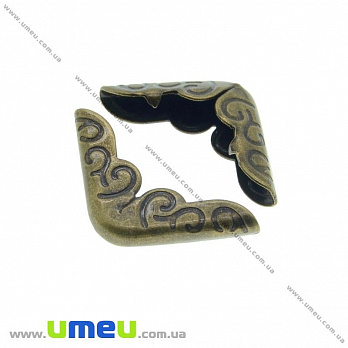 [Архів] Кутник для блокнота, Антична бронза, 15х15х4,4 мм (OSN-013872)