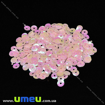 Пайетки Китай круглые граненые, 4 мм, Розовые АВ, 5 г (PAI-031958)