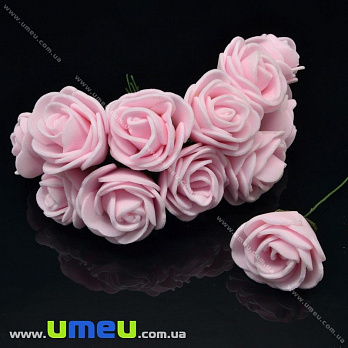 Роза латексная, 25 мм, Розовая светлая, 1 шт (DIF-015472)