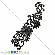 Мереживна вставка Квіти, 26х7 см, Чорна (LEN-025009) Мереживна вставка Квіти, 26х7 см, Чорна (LEN-025009)