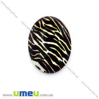 Кабошон скляний з принтом Тигровий, 25х18 мм, Овал (KAB-013689)