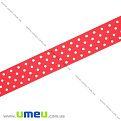 Репсова стрічка в горошок, 25 мм, Червона (LEN-016668)