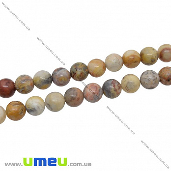 [Архів] Намистина натуральний камінь Агат мереживний (Crazy Agate), 6 мм, Кругла (BUS-036011)