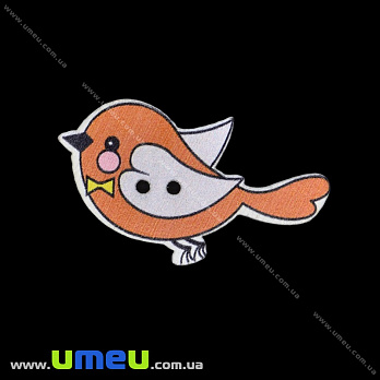 Декоративний пришивний елемент Пташка, 40х24 мм, Помаранчевий (DIF-033504)