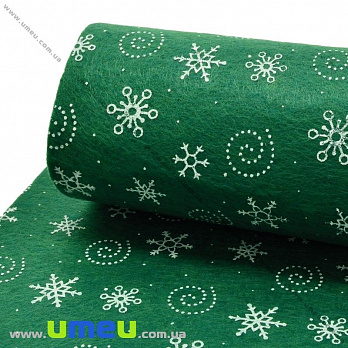 Фетр Снежинки 1 мм, 10х15 см, Зеленый, 1 шт (FLT-030343)