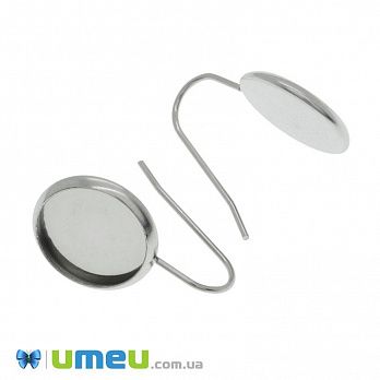 Швензи з нерж. сталі під кабошон 12 мм, 22х14 мм, Темне срібло (STL-037952)