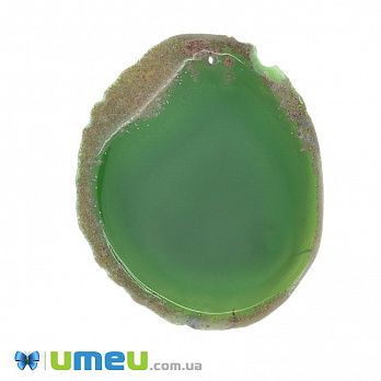 Срез Агата, Зеленый, 73х62 мм, 1 шт (POD-009284)
