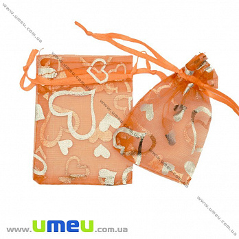 Подарочная упаковка из органзы, 7х9 см, Оранжевая, 1 шт (UPK-001097)