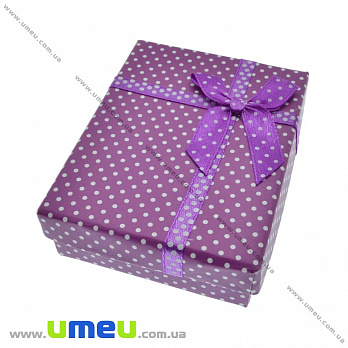 Подарочная коробочка Прямоугольная в горошек, 9х7х2,6 см, Сиреневая, 1 шт (UPK-035782)