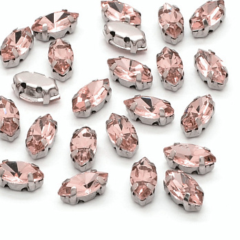 Шатон човник 8х4 мм, Темне срібло, Персиковий (KAB-037920)