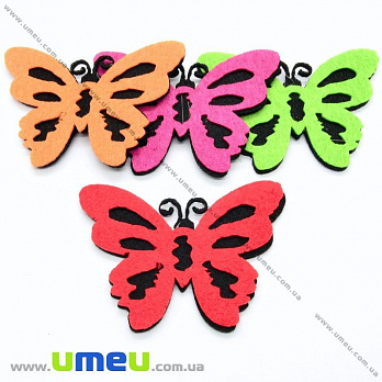 Фетровые фигурки Бабочки, 7х5 см, Разноцветные, 1 набор (UPK-023854)