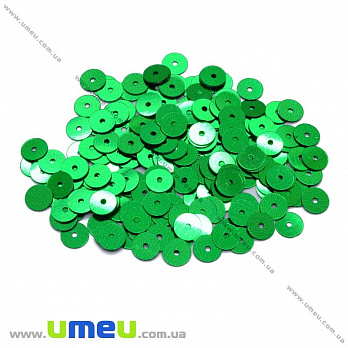 Пайетки Китай круглые, 6 мм, Зеленые, 5 г (PAI-013111)
