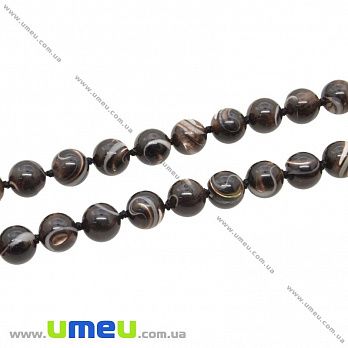 [Архів] Намистина натуральний камінь Перламутр чорний, 8 мм, Кругла (BUS-035436)