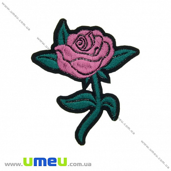 Термоаппликация Роза розовая, 10х8 см, 1 шт (APL-024623)