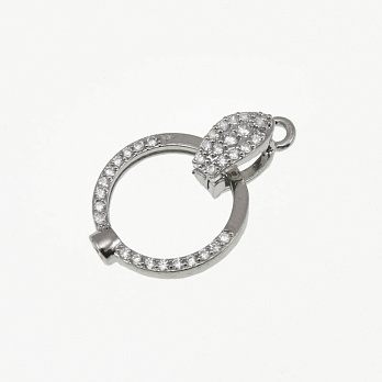 Застібка, 22х14 мм, Латунь з покриттям Родій, Куб. цирконій (ZAM-060840)