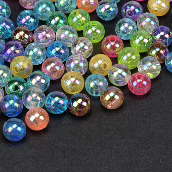 Намистини акрилові Прозорі райдужні, Круглі, 6 мм, Мікс (BUS-059536)
