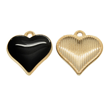 Підвіска метал. Серце чорне, 17х16 мм, Світле золото (POD-053491)