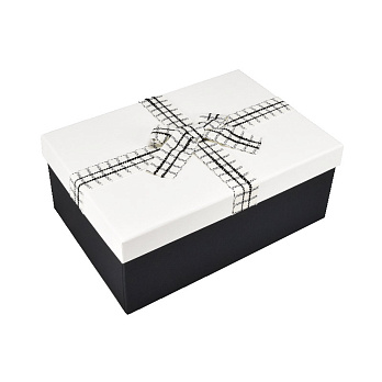 Подарункова коробка Прямокутна, 23х16х9,5 см, Чорно-біла (UPK-060656)