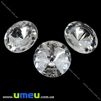 Ріволі скляний УЦЕНКА, Круглий гранований, 12 мм, Білий (KAB-025885)