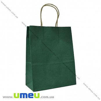 Подарунковий пакет з крафт паперу, 27х21х11 см, Зелений (UPK-036294)