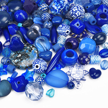 Намистини пластикові, Мікс синій (BUS-062215)