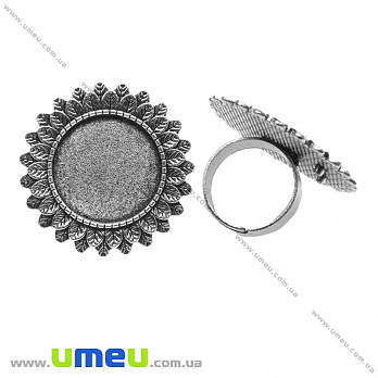 Кольцо под кабошон 20 мм, Античное серебро, 1 шт (OSN-013579)