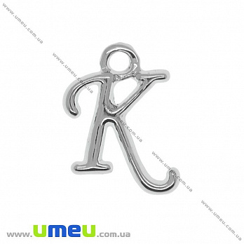 Підвіска металева Буква K, 14х11 мм, Темне срібло (POD-014289)