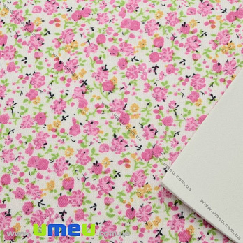 Фоамиран с рисунком Цветы розовые, 20х30 см, Белый, 1 шт (FOM-023804)