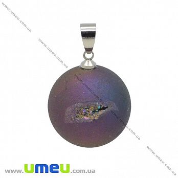 Підвіска з натурального каменю Куля, Друза агату, Фіолетова, 31х20 мм (POD-033046)