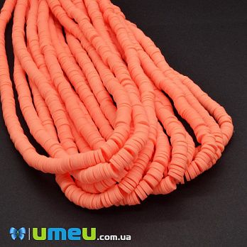 Бусины из полимерной глины, 6 мм, Оранжевые, 1 низка (BUS-044107)